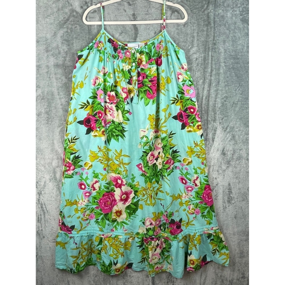 Soft Surroundings Sleeveless Maxi Sun Dress PL Petite Large Blue Floral Flowy